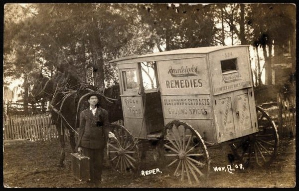 Traveling salesman photo from the early 1900's.