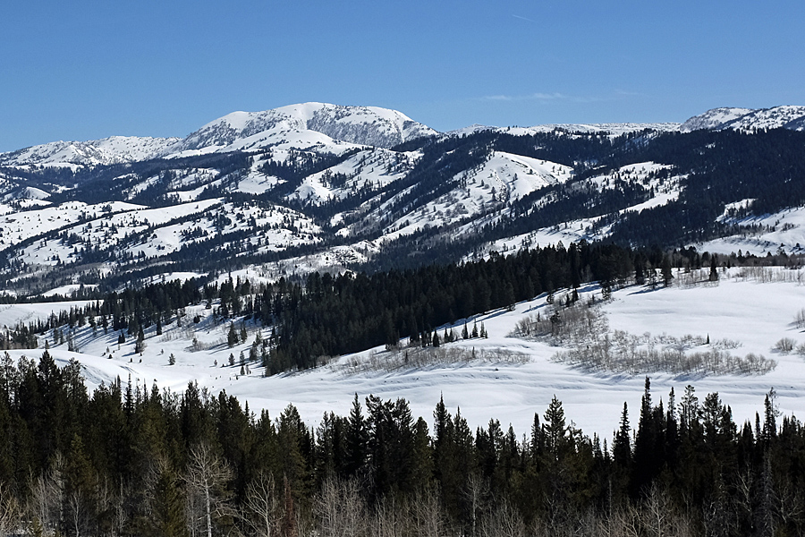 Mountains in winter in Wyoming.