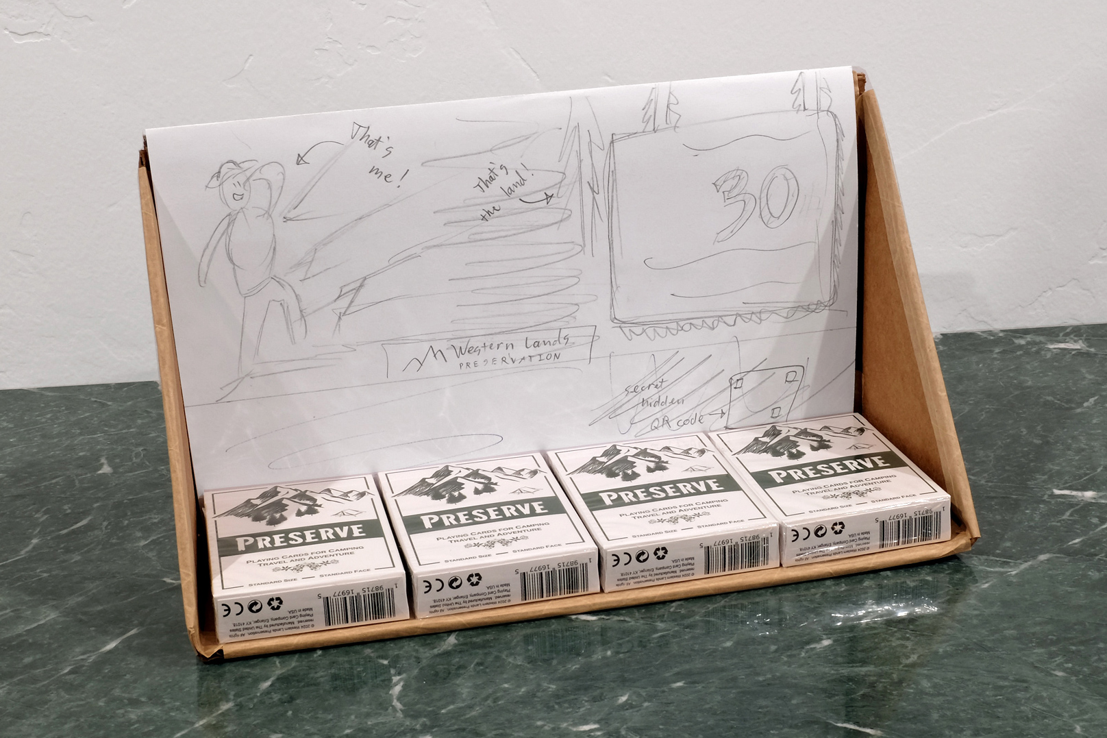 Initial sketch and mockup of Point of Purchase display.