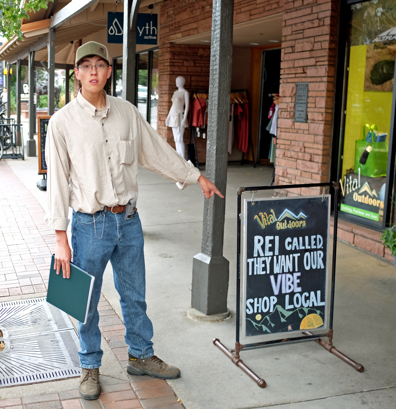 Steven in downtown Golden on a sales trip through Colorado.